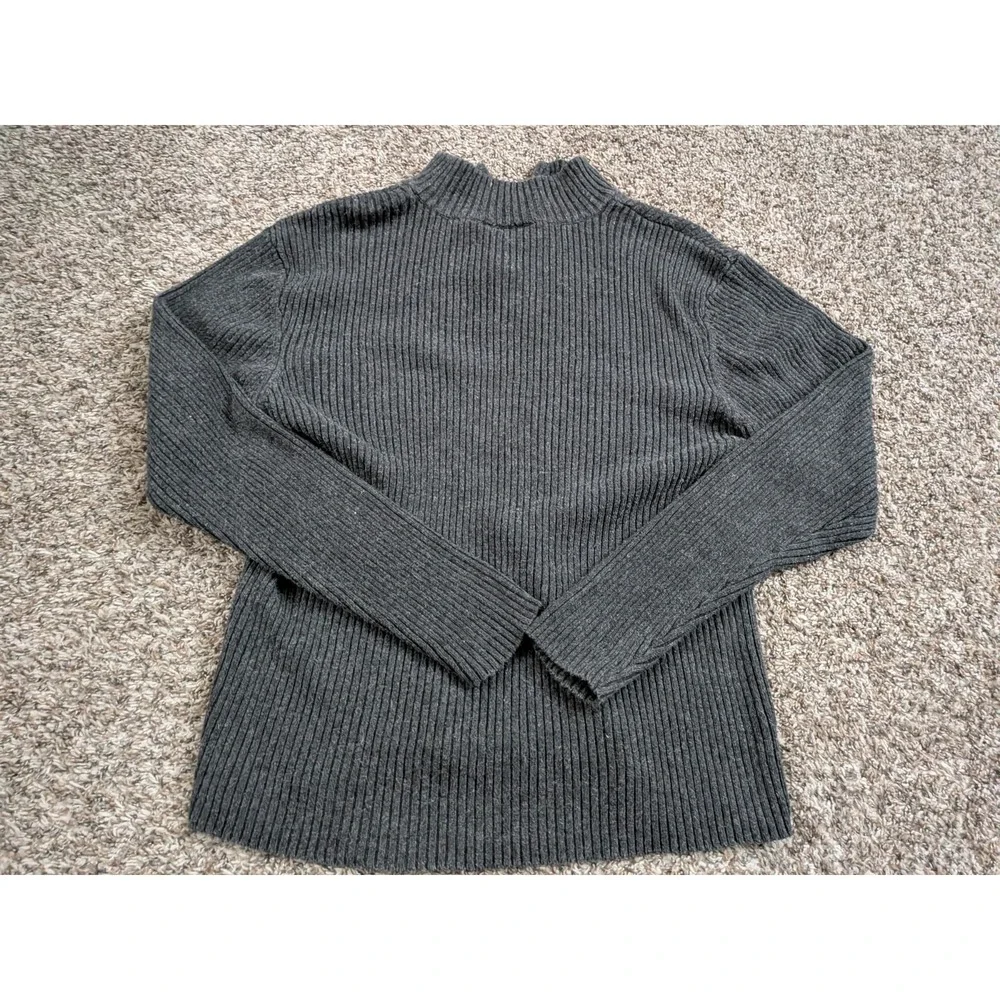 Aeropostale‎ Men's Sweater Pullover 1/4 Zip Gray Ribbed Knit Large Y2K